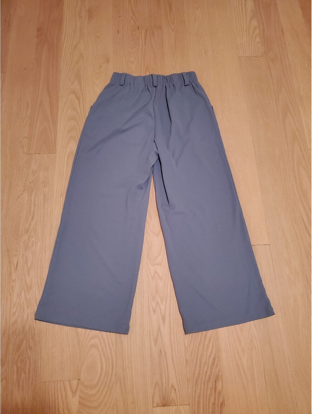 Women's Medium Blue Wide Leg Pants with Elastic Waistband
